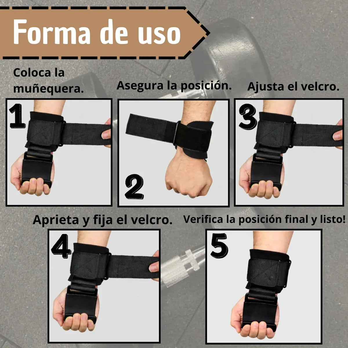 Ganchos de Agarre Premium para Levantamiento | Straps con Soporte Metálico de Fuerza
