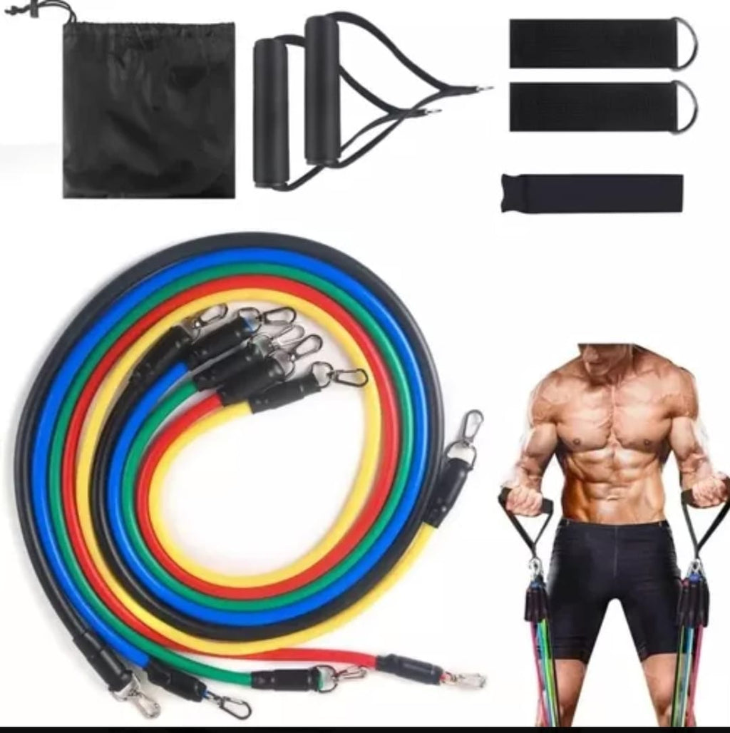 Kit de Bandas Elásticas Tubulares Premium | Set de Entrenamiento Integral 11 Piezas