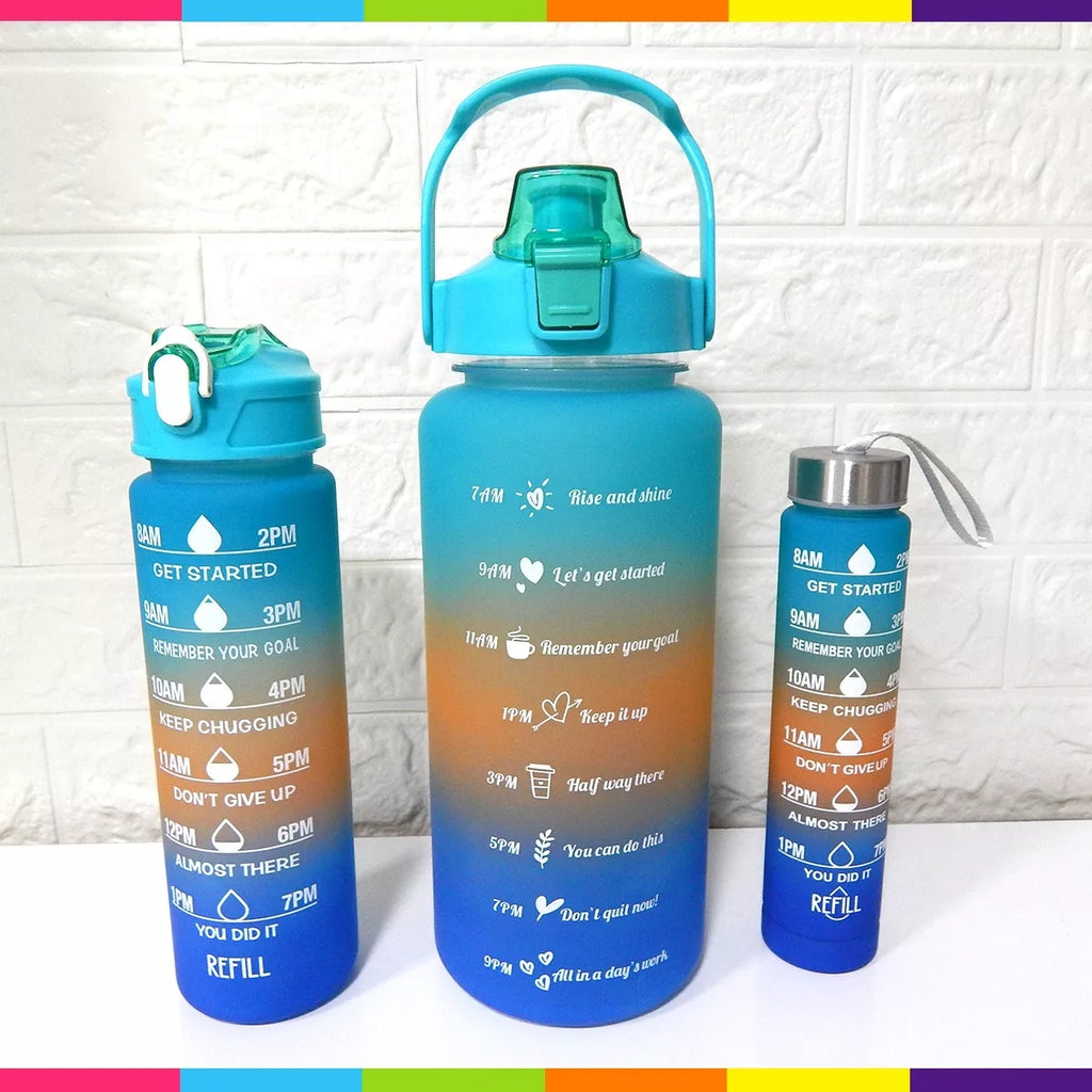 Set de Termos Trío Motivacionales Premium | Combo de 3 Botellas Deportivas (2L, 900ml y 300ml)